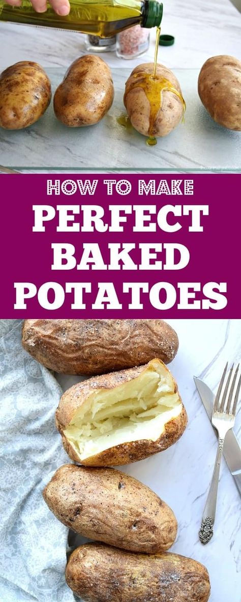 Baked Potatoes In The Oven, The Best Potatoes, Best Potatoes, Potatoes In The Oven, Cooking Baked Potatoes, Best Baked Potato, Potatoes Baked, Perfect Baked Potato, Making Baked Potatoes