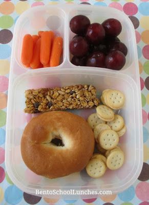 Easy Kid Lunches For School, Cream Cheese Bagel, Non Sandwich Lunches, Easy Lunches For Kids, Snack Boxes Healthy, Lunch Packing, Organic Granola, Healthy Packed Lunches, Healthy Lunches For Work