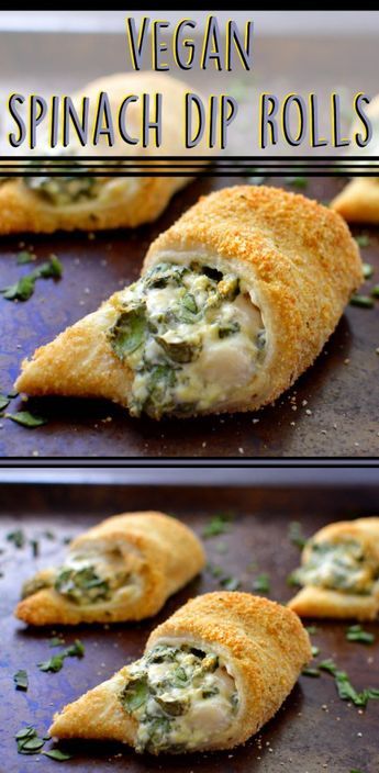 Vegan Spinach Dip Rolls - Baked Appetizers - Rich Bitch Cooking Blog Braided Garlic, Vegan Rolls, Vegan Spinach Dip, Spinach Vegan, Vegan Apps, Baked Appetizers, Vegan Appetizer, Lazy Vegan, Vegan Spinach