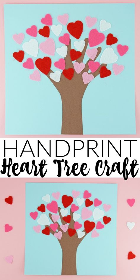 Heart Tree Craft, Handprint Heart, Vday Crafts, Preschool Valentines Activities, Preschool Valentine Crafts, February Crafts, Easy Valentine Crafts, Snickerdoodle Cookies, Valentine's Day Crafts For Kids