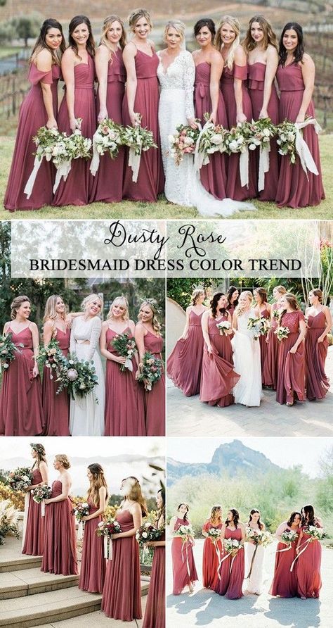 https://www.awbridal.com/long-bridesmaid-dresses/ Rose Simple, Wedding Motifs, Robes Glamour, Dusty Rose Bridesmaid Dresses, Rose Bridesmaid Dresses, Stunning Bridesmaid Dresses, Dresses Wedding Guest, Simple Bridesmaid Dresses, Dusty Rose Wedding