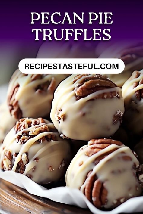 Indulge in these rich and creamy Pecan Pie Truffles, a delightful bite-sized treat that combines the classic flavors of pecan pie with smooth cream cheese and chocolate. Perfect for holiday gatherings or as a sweet treat any time of the year! Pecan Truffle Balls, Chocolate Pecan Pie Balls, Creamy Pecan Pralines, Pecan Pie Truffles Recipe, Pecan Pie Ritz Crackers, Pecan Pie Balls Recipe Simple, Truffles Without Cream Cheese, Christmas Food Party Ideas, Classic Christmas Desserts