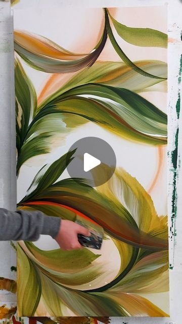 Painting Leaves Acrylic, Abstract Painting Acrylic Modern, Art Supplies List, Painting Flowers Tutorial, Art Demo, Painting Courses, Painting Demo, Quirky Art, My Color