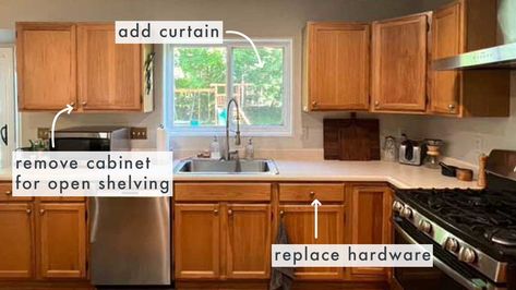 Kitchen Cabinets Trim, Real Kitchens, Honey Oak Cabinets, Cabinet Inspiration, Cabinet Trim, Upper Kitchen Cabinets, Oak Kitchen Cabinets, Real Kitchen, Honey Oak