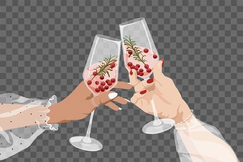 Clinking Wine Glasses, Celebration Illustration, Christmas Friends, Christmas Cocktail, Sticker Png, About Christmas, Authentic Design, Party Party, Party Drinks