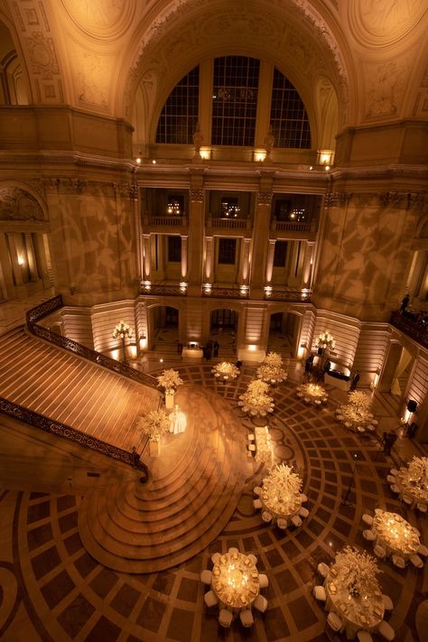 Indian Wedding Decor Ideas, Staircase Wedding, Ballroom Aesthetic, Regency Wedding, Indian Wedding Decor, Fancy Ball, San Francisco City Hall Wedding, Ball Aesthetic, Castle Aesthetic