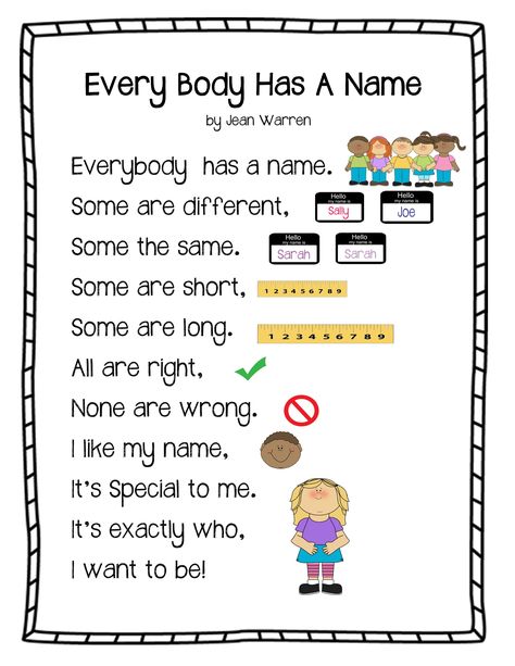 Sep 21, 2014 - All About Me Name Poem : Preschool and Toddler Lesson Plan with Free Printable Name Poem, All About Me Preschool Theme, Me Preschool Theme, Daycare Organization, Preschool Names, Kindergarten Songs, Classroom Songs, All About Me Preschool, All About Me Activities