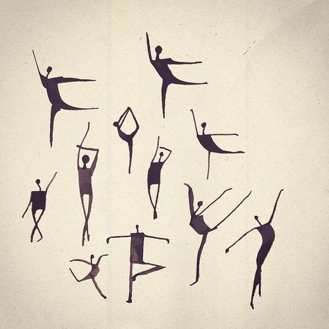 Figure Drawings, Dancing, Calligraphy, Drawings, White, Black