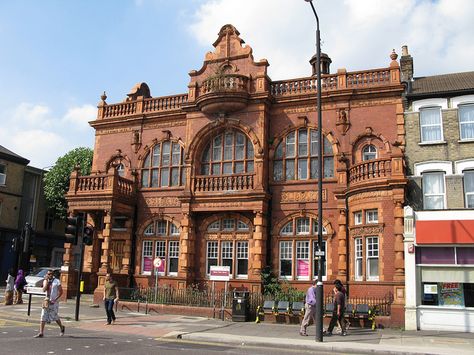 Carnegie Library, Manor Park.  East London free library Manor Park. A Carnegie library now closed by Newham Council. No one really seems sure why.. {Note - I am pretty sure!]. Victorian Library Exterior, Gothic Library Exterior, Library Exterior Design, Gothic Exterior, Library Exterior, Ts4 Builds, Grand Library, Gothic Library, Victorian Library