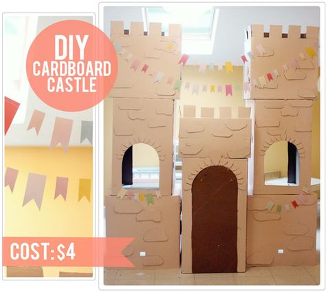 I have been getting lots of questions about how I madethis Cardboard Castle for my daughters’ Storybook Princess Party..So here’s a full tutorial on how to make it yourself!If you … Cardboard Castle, Princess Castle, Diy Cardboard, Cardboard Crafts, Princess Birthday, Princess Party, Kids' Room, Cardboard Box, Craft Activities