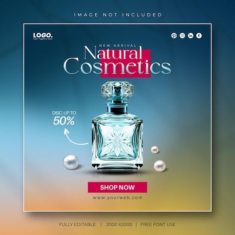 Cosmetic social media banner | Premium Psd #Freepik #psd #cosmetic-products #cosmetic-product #cosmetic-ads #cosmetic-bottle Products Social Media Post, Post Banner Design, Cosmetic Web, Cosmetics Banner, Perfume Ad, Promotional Banners, Facebook Banner, Discount Banner, Cosmetic Bottles