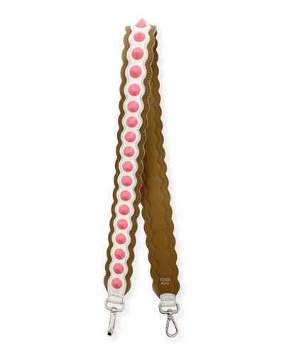 Y3G65 Fendi Strap You Wave Studded Shoulder Strap for Handbag, Multi Trendy Adjustable Pink Bag Strap, Pink On-the-go Bag With Adjustable Straps, Fendi Strap, Fendi Strap You, White Leather Bag, Fendi Purse Strap, Luxury Leather Bag Strap With Gold-tone Hardware, Fendi Accessories, Micro Bags