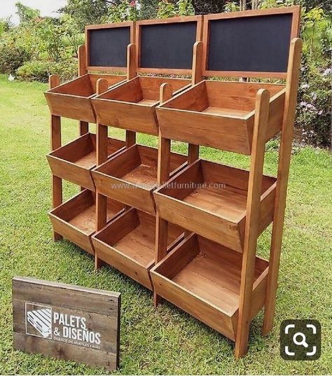 Pallets Shelves, Farmers Market Display, Deck Plan, Vegetable Shop, Grocery Store Design, Desain Pantry, Supermarket Design, Craft Booth Displays, Farm Store