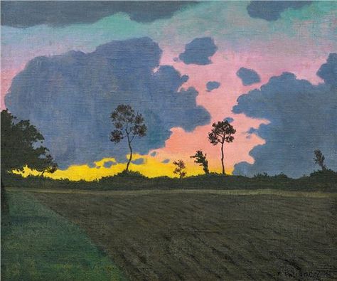 Artwork by Félix Vallotton, Coucher de soleil, nuages bleus. Oil on canvas Felix Vallotton, Master Drawing, 19th Century Paintings, Sunset Blue, Story Of The World, Art Story, Post Impressionism, Blue Clouds, Old Master