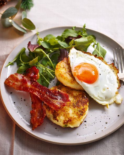 Egg Recipe Ideas, Easy Meals On A Budget, Savory Potato Pancakes, Scottish Breakfast, Bacon Fries, Bistro Food, Bacon Breakfast, Delicious Magazine, Midweek Meals