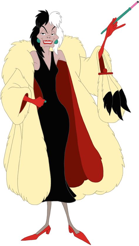 Cruella Deville 101 Dalmations, Cruella Deville Hair Inspiration, Cruella Deville Drawing, Corella Deville, Cruella Cartoon, Cruela De Vil Costume Ideas, Cruella Drawing, Cruella Deville Disney, Cruella Deville Hair