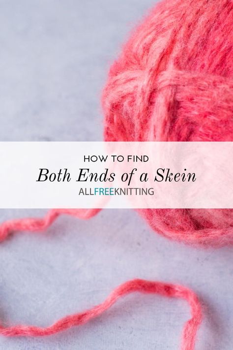 Learn how to start a fresh skein of yarn by watching this video tip that shows how to find not only the outer yarn end, but the center one as well. When this video's author was starting out in knitting, she was always baffled by locating the yarn end in the middle (center pull), so she hopes this tip will help those just starting out in the needlecraft! There's no need to be intimidated or feel panicked when you can't find the end of the yarn. Check out the tips outlined below and How To Find The End Of A Skein Of Yarn, Yarn Basket, Crochet Chain, Yarn Skein, Yarn Ball, Knitted Shawls, How To Find, Knitting Needles, Crochet Ideas