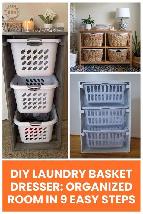 DIY Laundry Basket Dresser: Transform your space with this simple DIY laundry basket dresser. Keep everything tidy and within reach! Laundry Basket Dresser Diy Plans, Basket Dresser, Laundry Basket Shelves, Laundry Basket Dresser, Organized Room, Diy Storage Projects, Diy Laundry Basket, Laundry Room Inspiration, Closet Organization Diy