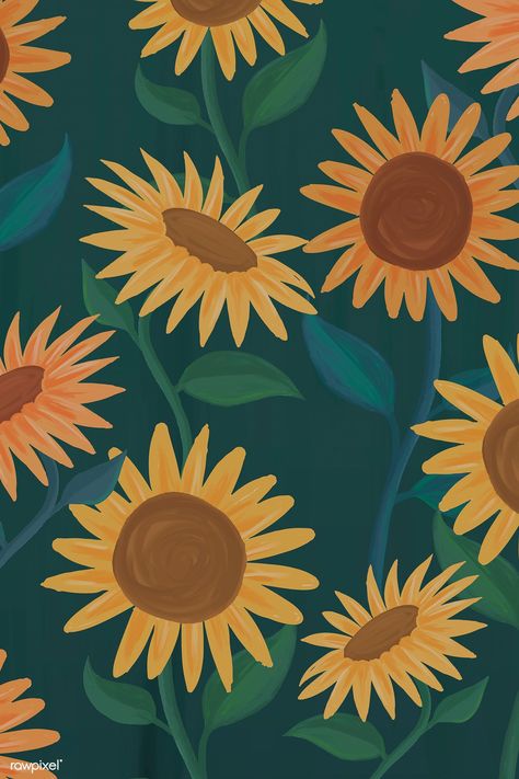 Hand drawn sunflower patterned background vector | premium image by rawpixel.com / manotang #vector #vectorart #digitalpainting #digitalartist #garphicdesign #sketch #digitaldrawing #doodle #illustrator #digitalillustration #modernart Sunflower Drawing Wallpaper, Chrysanthemum Wallpaper, Sunflower Border, Sunflower Frame, Hand Drawn Sunflower, Drawn Sunflower, Postcard Prints, Sunflower Illustration, Sunflower Drawing