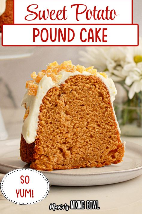 This Sweet Potato Bundt Cake is moist, sweet, and full of warm spices. If you are looking for a fall dessert, this is the one for you. Purple Sweet Potato Cake, Sweet Potato Bundt Cake Recipe, Sweet Potato Pound Cake Recipe, Sweet Potato Bundt Cake, Sweet Potato Cake Recipe, Sweet Potato Pound Cake, Easy Bundt Cake Recipes, Easy Bundt Cake, Sweet Potato Cake