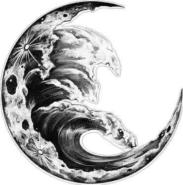 Nautical Moon Tattoo, Maori Sun And Moon Tattoo, Enso Wave Tattoo, Moon Over Water Tattoo, Ocean Moon Tattoo, Moon Ocean Tattoo, Moon And Water Tattoos, Moon Cloud Tattoo, Moon And Ocean Tattoo