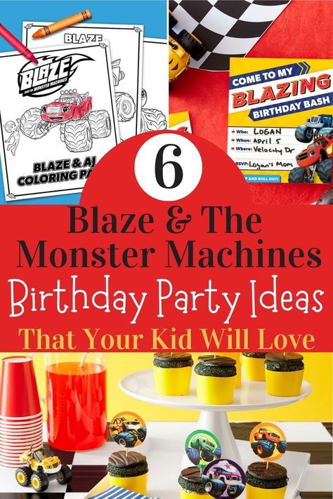 Blaze and the Monster Machines party ideas. Blaze Birthday Party Games, Blaze And The Monster Machines Birthday Food Ideas, Monsters Truck Birthday Party Ideas, Blaze Party Ideas, Blaze Monster Truck Party Ideas, Blaze Birthday Party Ideas, Blaze And The Monster Machines Birthday, Blaze Party Decorations, 4th Birthday Party For Boys