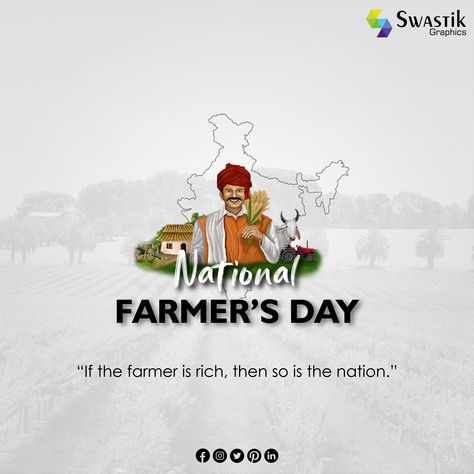 #nationalfarmersday #farmers #kishandiwas #swastik #swastikgraphics #socialmediamarketing #socialmediapostdesign #logodesigns #branding Kisan Divas Post, Farmer Day Creative Ads, Kisan Diwas Creative Ads, Happy Farmers Day Images, Farmers Day Creative Ads, Farmers Day Poster, Farmers Day Quotes, Farmers Day Poster Design, Happy Farmers Day