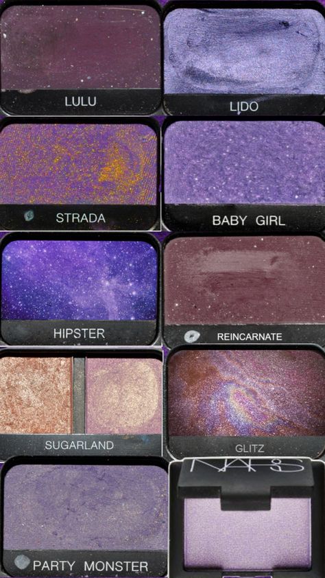 Purple Makeup Palette, Eye Shadow Palette Aesthetics, Marie Schrader, Eyeshadow Names, Eyeshadow Pallettes, Purple Eyeshadow Palette, 00s Makeup, Makup Looks, Makeup Pallets