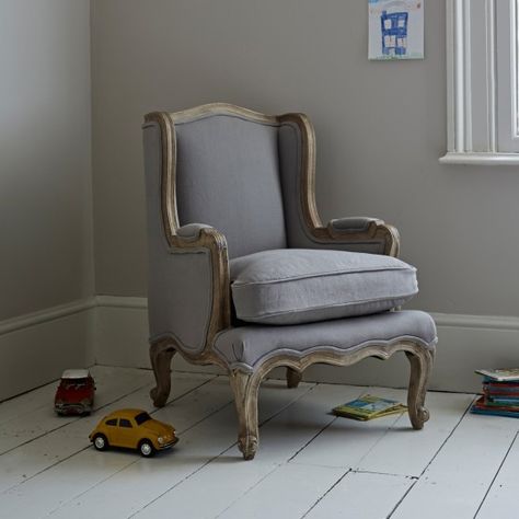 Petite Louis, dove grey, Truly charming mini version of our best selling Louis chair. The perfect piece for the best dressed children's rooms! Wing Armchair, Country Bedrooms, Nice Furniture, Italian Furniture Design, Unusual Furniture, French Arm Chair, Classical Furniture, French Style Furniture, Beautiful Chair