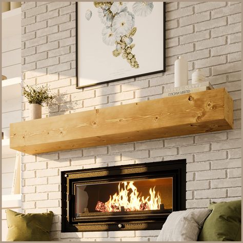 PRICES MAY VARY. A Classic Accessory — Give your living room a boost of elegance and bring refinement into focus with this floating mantel shelf 60 inch. This floating mantle shelf highlights your fireplace shelves with the traditional element of wood in a clean, minimal design One Shelf, Abundant Uses — Whether it's books, awards or photos, this wood mantle decor for fireplace 60 inch rustic shelf is your stage. Position a wall mounted mirror, television or paintings above these old fireplace m Wood Mantles, Rustic Fireplace Mantle, Fireplace Mantle Shelf, Farmhouse Fireplace Mantel, Floating Fireplace Mantel, Floating Mantel Shelf, Floating Mantle, Floating Fireplace, Rustic Fireplace