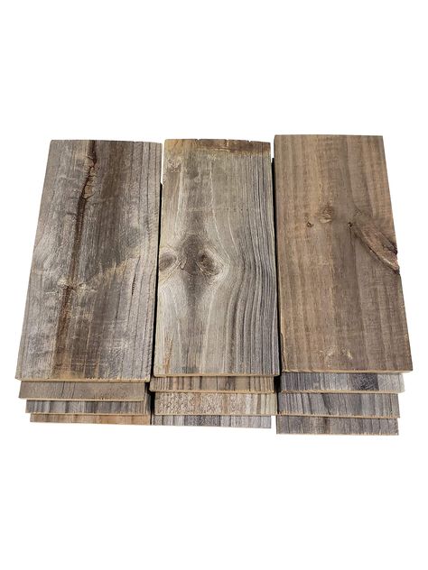 PRICES MAY VARY. Wider planks - This is a 12 pack and these measure approximately 5.5"x12"x0.5" Perfect for projects and small signs Various colors of grey will be in each box 100% reclaimed wood sourced right here in the USA You know you have a bunch of projects pinned that have been waiting for you! Now you don't have an excuse. Here is the wood you need to finish it and impress all of your friends with how talented you are. Your projects will be 100% better than the cheap items you get at the Reclaimed Wood Projects, Diy Pallet Projects, Wide Plank, Crafts Projects, Weathered Wood, Pallet Projects, Wood Planks, Wooden Crafts, Unfinished Wood