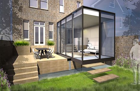 Glass box extension with Cero slim-profile sliding doors [2016507] – Spectrum Architectural Glazing Glass Box Architecture, Glass Box Extension, Box Extension, Extension Inspiration, Conservatory Extension, Dynamic Architecture, Box Architecture, Orangery Extension, House Extension Plans