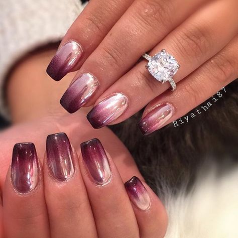 Ombré chrome ✨ Nails 2017 Trends, Ombre Chrome Nails, Unghie Sfumate, Chrome Nail Art, Chrome Nails Designs, Her Nails, Nails Makeup, Metallic Nails, Hair Nails