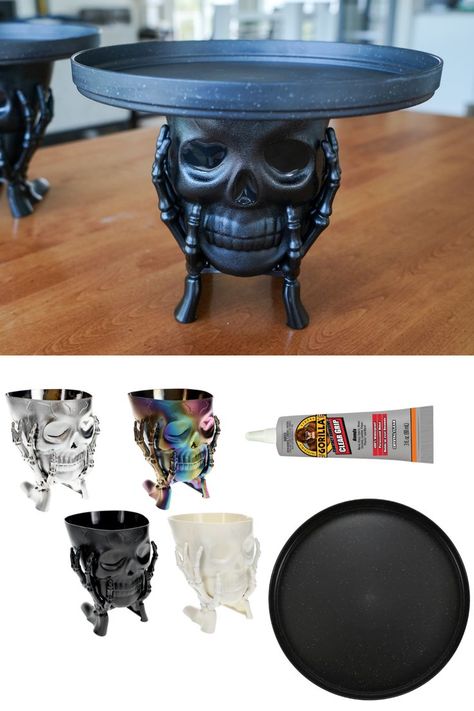 Skeleton Halloween Table Decorations, Skull Theme Halloween Decor, Diy Skeleton Bath Candle, Dollar Tree Skeleton Diy, Dollar Tree Skeleton Crafts, Diy Skeleton Decor, Skeleton Tablescape, Skeleton Platter, Skeleton Decor Ideas