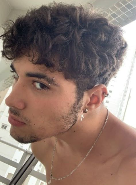 Eyebrow Piercing Men, Curly Hair Haircuts, Curly Men, Piercing Men, Male Haircuts Curly, Men Curly Hair, Male Haircuts, Haircuts Curly, Men Haircut Curly Hair