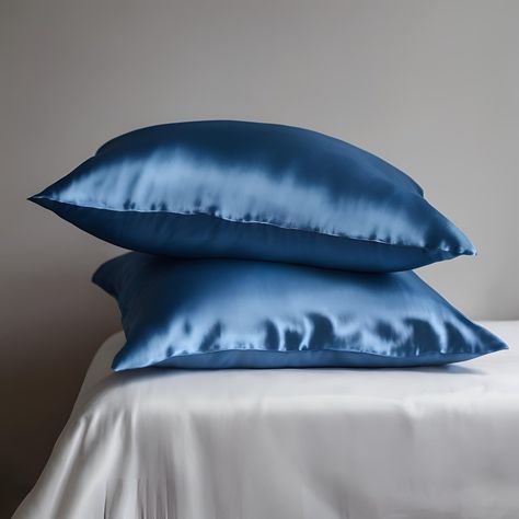 Silk pillowcases in blue? those are just cool 😎 Silk Pillowcases, Silk Bedding, Silk Pillowcase, Beauty Room, May 23, Product Photos, Affirmation Quotes, Lei, Pillow Cases