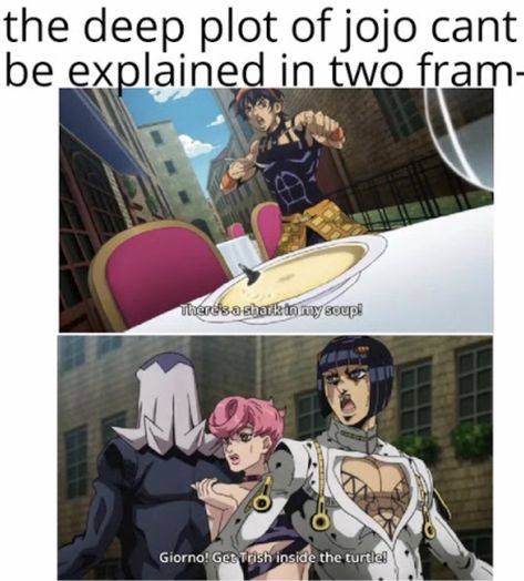 Jojo Part 5, Jojo Reference, Jojo Parts, Jojo's Bizarre Adventure Anime, Jojo Anime, Jojo Memes, Bad Idea, Anime Memes Funny, Anime Meme