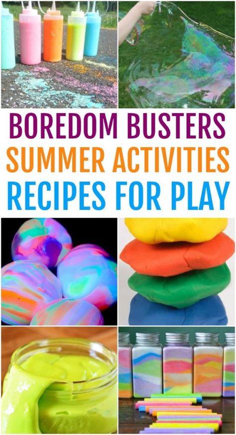 Fight the summer time boredom with these fantastically fun summer activities for kids. Make your own homemade bubbles, sand, chalk, slime, dough and more. Slime Dough, Summer Boredom Busters, Bubble Activities, Boredom Busters For Kids, Summer Boredom, Homemade Bubbles, Valentinstag Party, Summer Play, Summer Fun For Kids