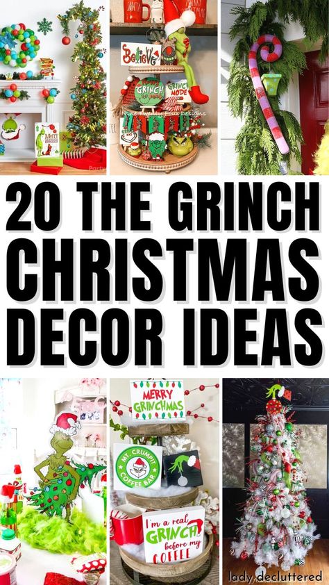 20 The Grinch Christmas Decor Ideas The Grinch Decor Ideas, Grinch Christmas Mantle Decor, Grinch Home Decor Christmas Decorations, Grinch Themed Decorations, Grinch Mantle Ideas, Grinch Bathroom Decor Ideas, Grinch Christmas Theme Ideas, Grinch Mantel Decor, Grinch Bathroom Ideas