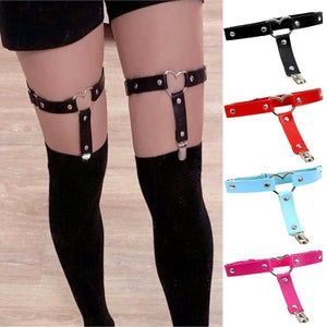 Punk Rock Women, Heart Garter, Leather Garter Belt, Thigh Garter, Thigh Harness, Legs Ring, Leather Garter, Leg Harness, Leg Garter