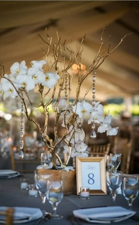 Branch Centerpieces, Impact Design, Orchid Centerpieces, Gold Orchid, Orchid Wedding, Radiant Orchid, 50th Wedding Anniversary, Deco Floral, 50th Wedding