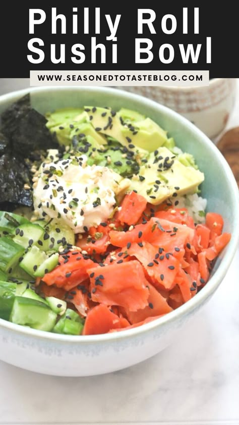 Philadelphia Sushi Roll Bowl, Philly Roll Sushi Bowl, Deconstructed California Roll, Boston Roll Sushi, Smoked Salmon Sushi Bowls, Philly Sushi Roll, Philly Roll Sushi, Smoked Salmon Bowl, Philadelphia Roll Sushi