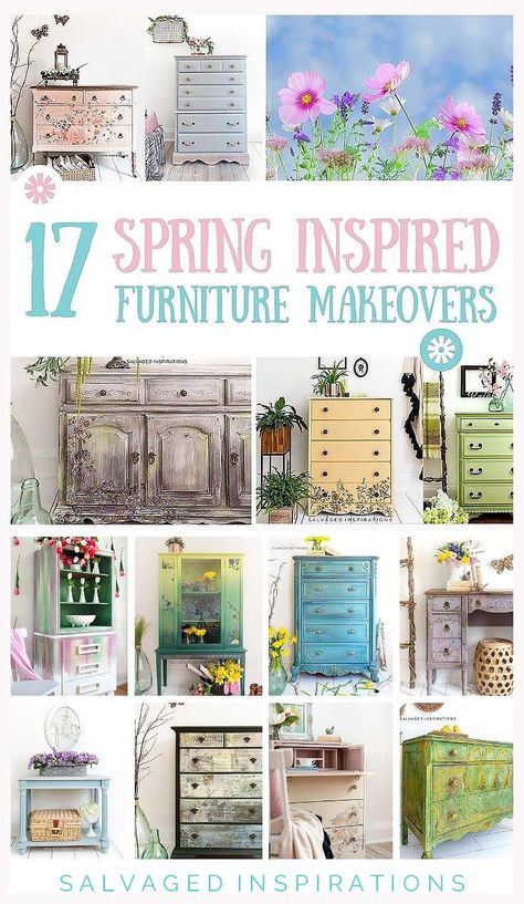 17 Spring Inspired Painted Furniture Makeovers Dresser Makeovers, Painted Furniture For Sale, Painted Armoire, Spring Furniture, Fusion Paint, Inspired Furniture, Painted Dresser, Table Makeover, Dixie Belle Paint