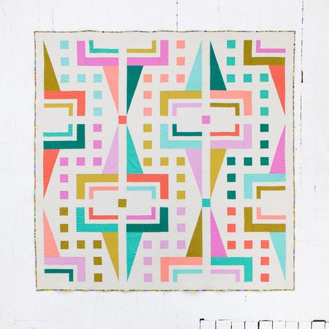 Wayfinder Modern Quilt Pattern // Digital PDF // Sewing - Etsy Canada Quilt Design Board, Geometric Quilts, Log Cabin Patchwork, Pretty Quilts, Quilt Scraps, Quilt Blocks Easy, Block Layout, Simple Quilt, Modern Quilt Pattern