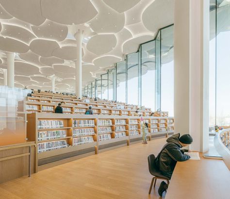 Beijing City Library: Reading a book on the hill under the tree Library Modern, China University, Beijing City, Reading Space, Far Rockaway, Library Pictures, Sustainable Technology, City Library, University Library