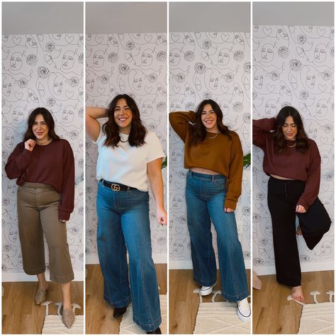 Mom Jeans Crop Top Outfit Plus Size, Straight Jeans Plus Size Outfit, Flared Jeans Plus Size Outfit, Midsize Wide Leg Jeans, Wide Leg Jeans Curvy Outfit, Mid Size Wide Leg Jeans Outfit, How To Style Wide Leg Jeans Plus Size, Wide Leg Jeans Midsize, Plus Size Wide Leg Jeans Outfit