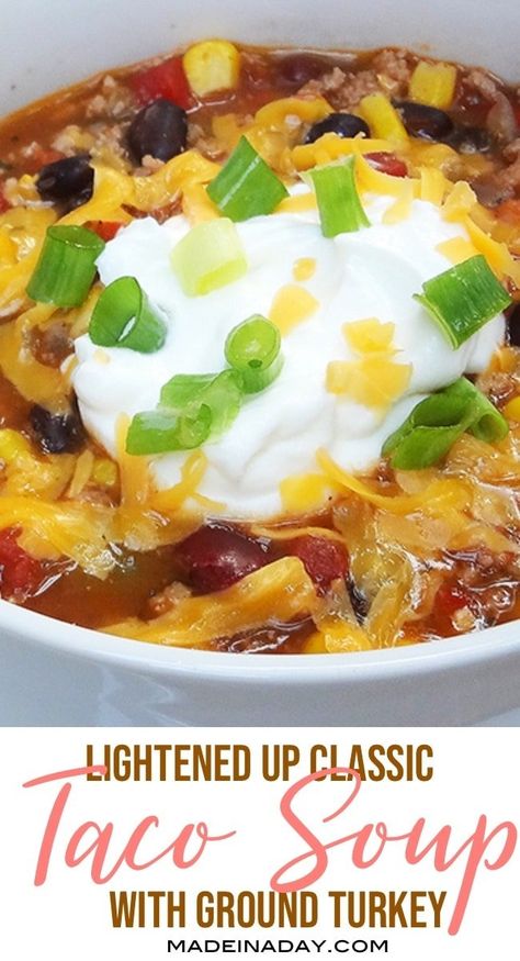 Recipes For Ground Turkey, Ground Turkey Taco Soup, Turkey Taco Soup Recipe, Nacho Soup, Soup Tortilla, Turkey Taco Soup, Turkey Ground, Ground Turkey Soup, Ground Turkey Tacos