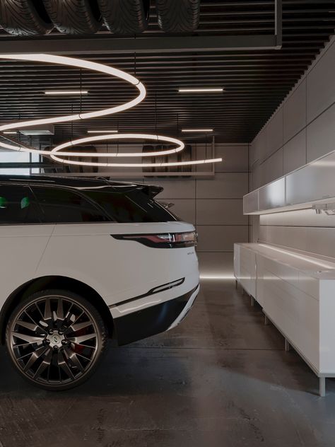 Private Garage Luxury, Futuristic Garage Interior, Luxury Car Collection Garage, Luxury Car Garage Aesthetic, Luxurious Garage, Garage Design Interior, Villa Park, Modern Garage, Garage Interior