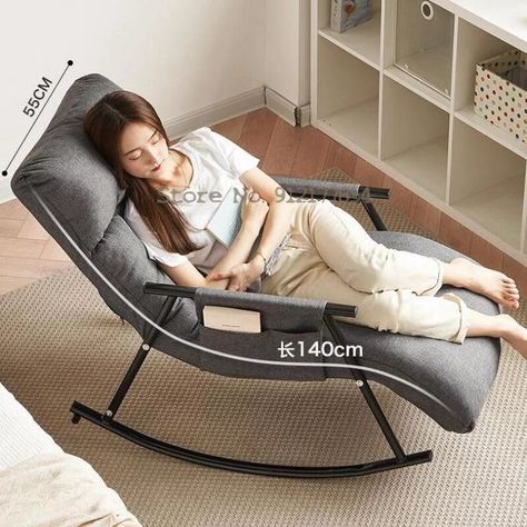 Nordic rocking chair balcony home leisure lounge chair lazy sofa net red rocking chair adult light luxury bedroom back chair Red Rocking Chair, Metal Rocking Chair, Chair Balcony, Coffee Table With Chairs, Lounge Chair Bedroom, Lazy Chair, Deep Sofa, Balcony Railing Design, Wooden Sofa Designs