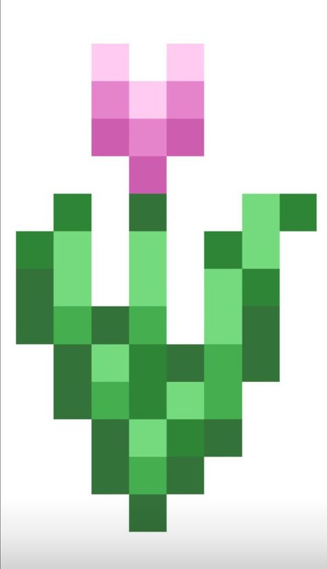 Minecraft Flower Printable, Pink Tulip Minecraft, Pixel Art Grass Tutorial, Minecraft Item Pixel Art, Minecraft Flowers Pattern Grid, Minecraft Flower Template, Minecraft Flower Painting, Carta Minecraft, Pixel Minecraft Art